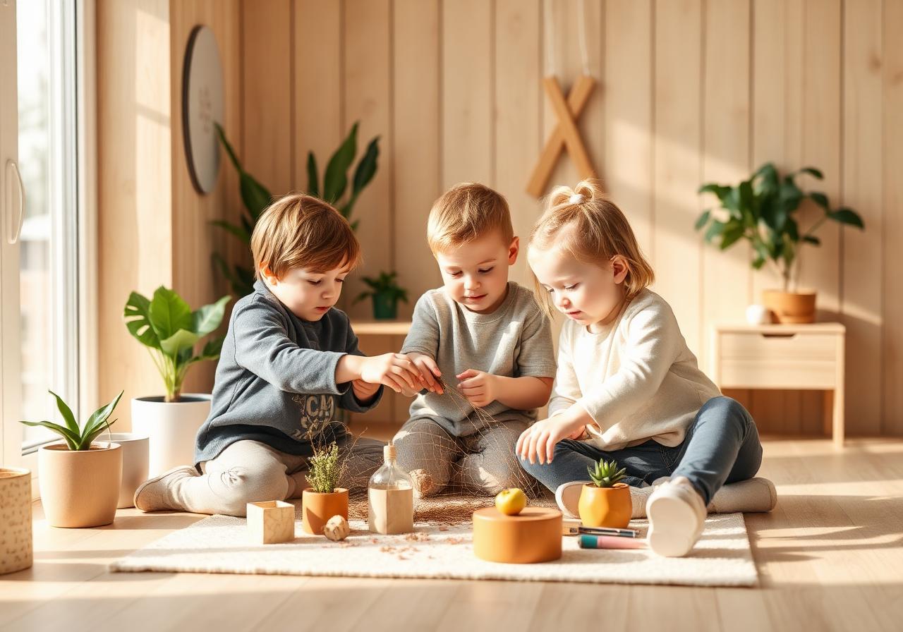 Children working in a Nordic-light studio